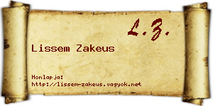Lissem Zakeus névjegykártya
